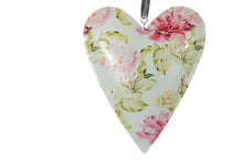 Lade das Bild in den Galerie-Viewer, Deko Blumen Herz Aufhänger Metall Herz Blech Herz zum Hängen Rosa 16,5cm
