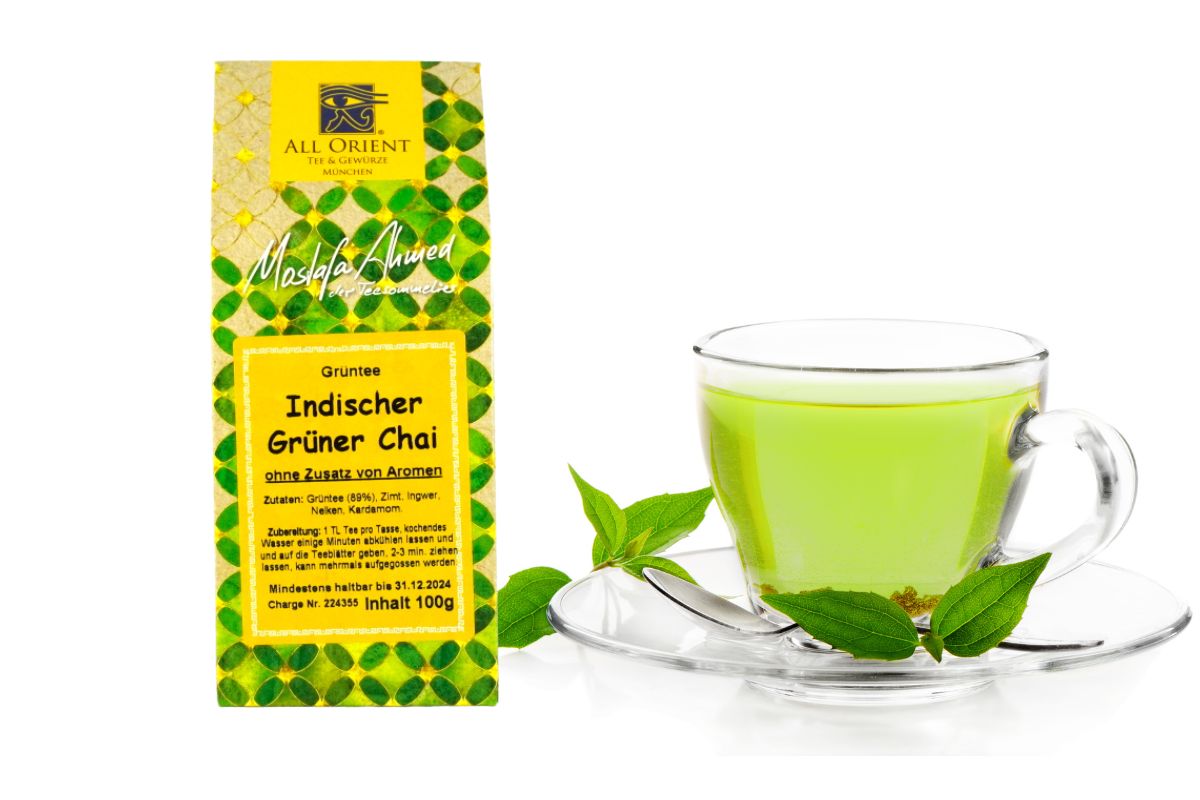 Indischer Grüner Chai Tee Naturbelassene Teemischung Ohne Aromen 100g
