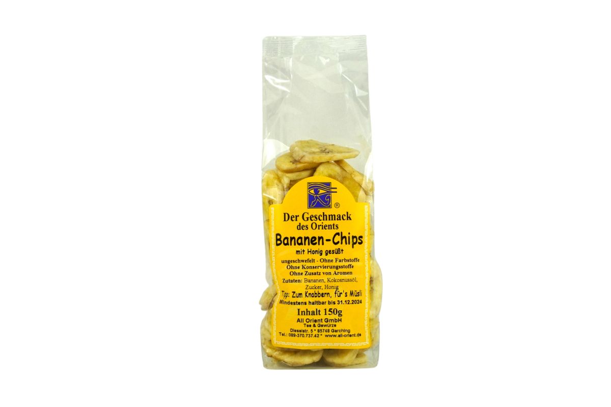 Bananen-Chips mit Honig gesüßt ungeschwefelt Knabberei 150g2
