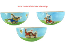 Lade das Bild in den Galerie-Viewer,  Mila Müslischale Kinder-Schale Ritterspiele Keramik Handbemalt 2
