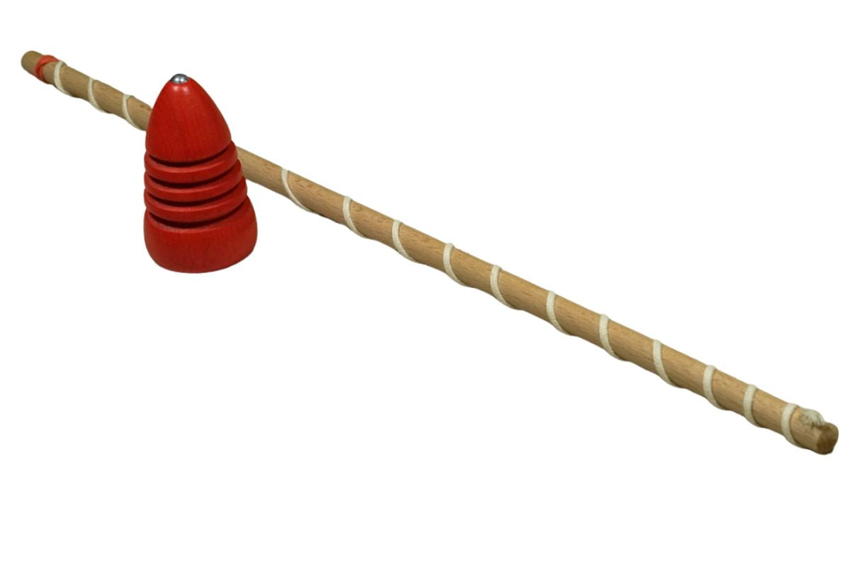 Peitschenkreisel Spiel Holz Peitsche mit Kreisel Rot Kremers2