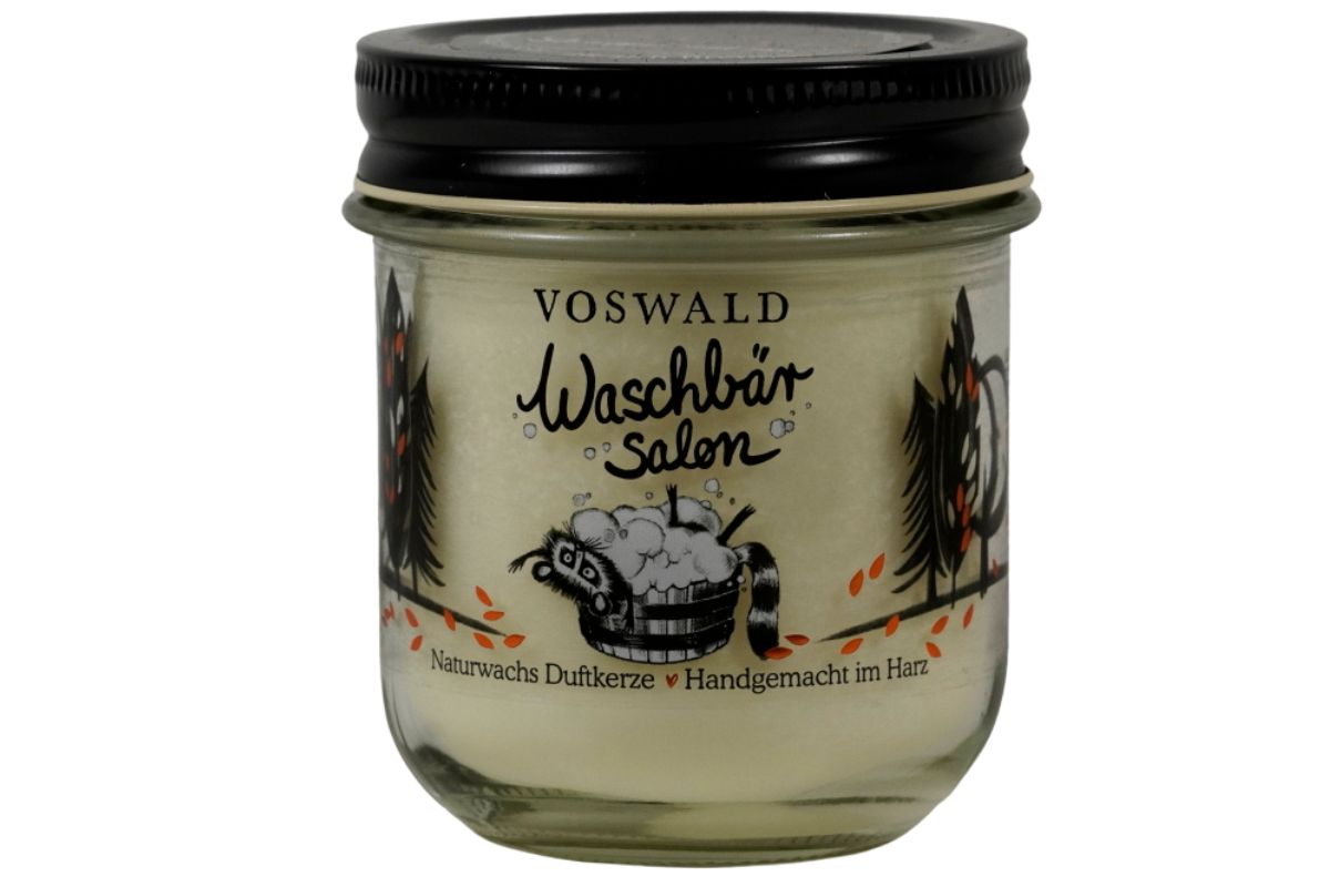 Duftkerze Waschbärsalon Voswald 100 % Naturwachs Natur pur! Handgemacht