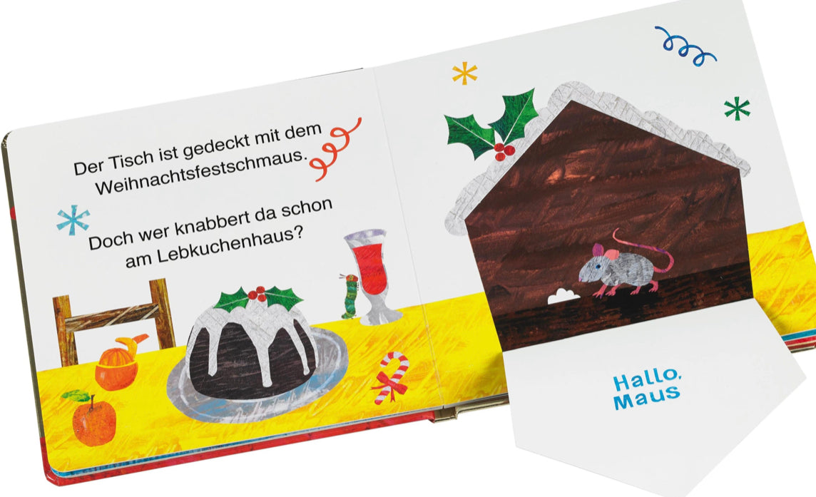 Die kleine Raupe Nimmersatt feiert Weihnachten, Eric Carle, Gerstenberg Verlag, Buch, Kinderbuch, Weihnachten, Geschenke, Überraschung, Weihnachtszeit, Tiere