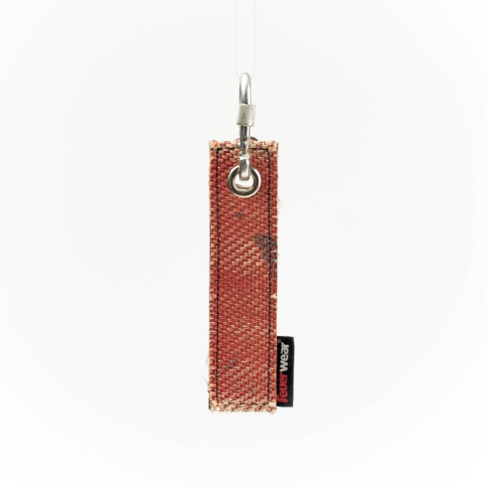 Schlüsselanhänger Nick, Feuerwear, Unikate, Nachhaltigkeit, Feuerwehrschlauch, Feuerwehr, Weiß, Rot, Schwarz, Upcycling
